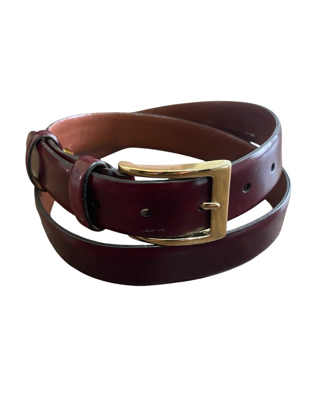 Cole Haan Burgundy Leather Belt with Gold Buckle Size 36